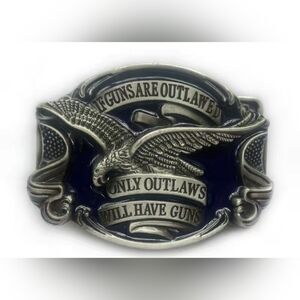 Eagle Belt Buckle “If Guns Are Outlawed Only Outlaws Will Have Guns, T3MISB3D